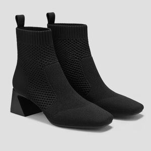 Vivaia Square-Toe Perforated Heeled Boots (Melissa)